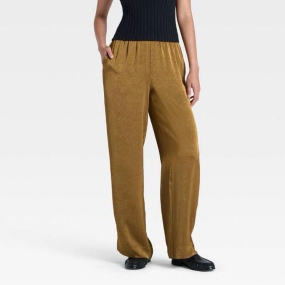 🔵 3/$18 - a new day elastic waist pull on wide leg pant brown XXL  NWT